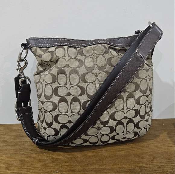 Coach Signature Jacquard Brown/Tan Crossbody/Shoulder Bag - Picture 5 of 12